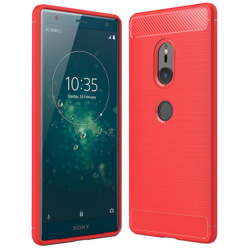 Flexi Slim Carbon Fibre Case for Sony Xperia XZ2 - Brushed Red